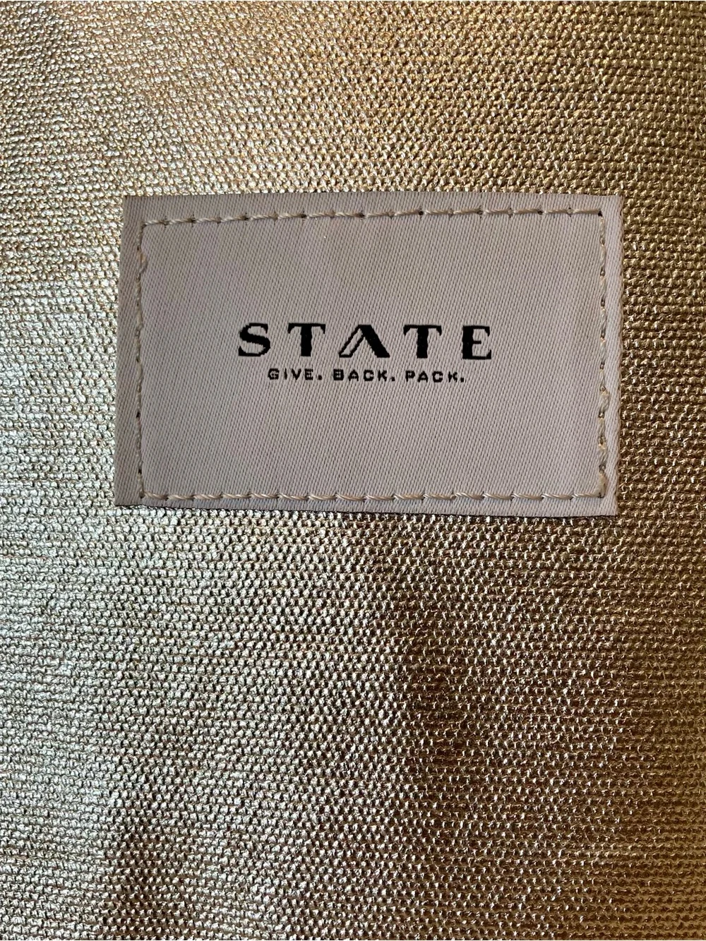 NWT STATE Bags Kane Kids Backpack in a shimmering silver metallic color